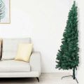 vidaXL Osvetlený umelý polovičný vianočný stromček+gule, zelený 120 cm