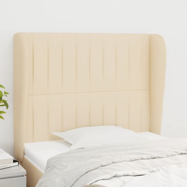 vidaXL Čelo postele so záhybmi krémové 93 x 23 x 118/128 cm látka