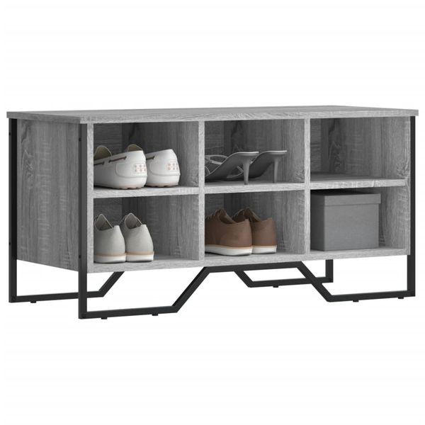 vidaXL Botník sivý dub sonoma 90x38x45,5 cm kompozitné drevo