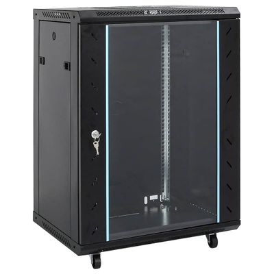 vidaXL 15U Nástenná serverová skriňa 19" IP20 čierna 60x45x86 cm