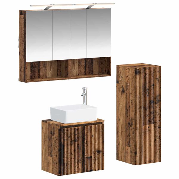 vidaXL Sada kúpeľňového nábytku 4 pcs Staré drevo