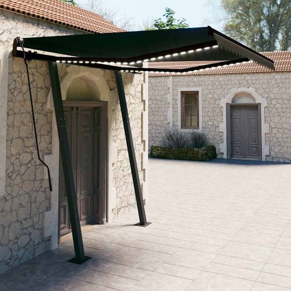 vidaXL Automatická markíza, LED a senzor vetra 3,5x2,5 m, antracitová