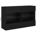 vidaXL TV nástenná skrinka s LED svetlami čierna 98,5x30x60,5 cm