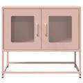 vidaXL TV skrinka Ružová 68x39x60,5 cm Oceľ valcovaná za studena