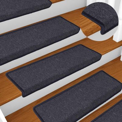 vidaXL Schodové rohože 30 ks 65x21x4 cm tmavošedé a modré s obdĺžnikovým okrajom