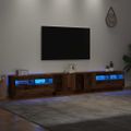 vidaXL TV skrinka s LED svetlami, staré drevo, 260x35x40 cm, umelé drevo