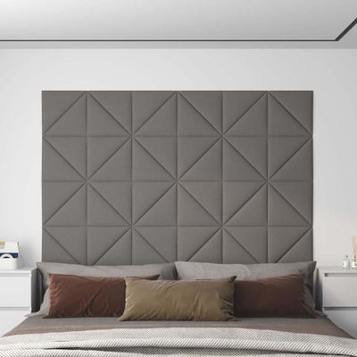 vidaXL Nástenné panely 12 ks bledosivé 30x30 cm látkové 0,54 m²