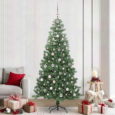 vidaXL Vianočný stromček s 300 LED-i so stojanom Zelená 240 cm PVC