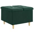 vidaXL Ottoman s Úložným Priestorom Tmavozelená 60 x 60 x 45 cm Zamat