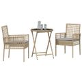 vidaXL Záhradný bistro set 3 ks Béžová polyratan
