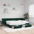 vidaXL Rozkladacia denná posteľ s matracmi tmavozelená 80x200 cm zamat