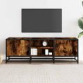 vidaXL TV skrinka dymový dub 120x35x41 cm kompozitné drevo a kov