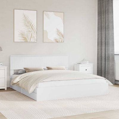 vidaXL Úložná posteľ so zásuvkou Biela 180 x 200 cm Kompozitné drevo