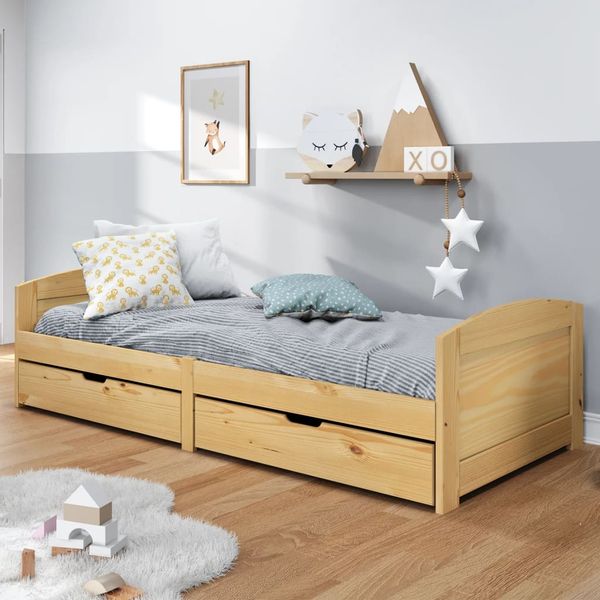 vidaXL Denná posteľ s 2 zásuvkami 90x200 cm masívna borovica IRUN