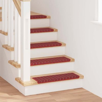 vidaXL Samolepiace schodové rohože 15 pcs Červená 65 x 21 x 4 cm