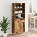 vidaXL Highboard Staré drevo 69,5 x 32,5 x 180 cm Kompozitné drevo