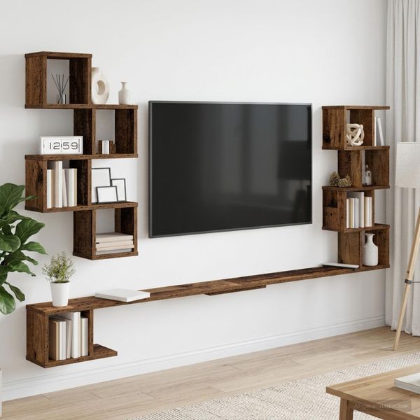 vidaXL Nástenná polica na TV Staré drevo 180 x 15 x 94 cm