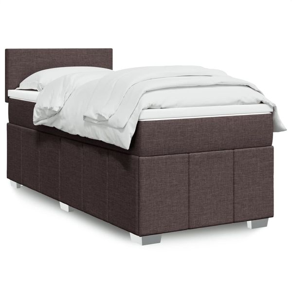 vidaXL Posteľný rám boxsping s matracom hnedý 90x200 cm látka