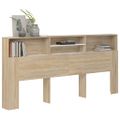 vidaXL Čelo postele so skrinkou biele a dub sonoma 220x19x103,5 cm