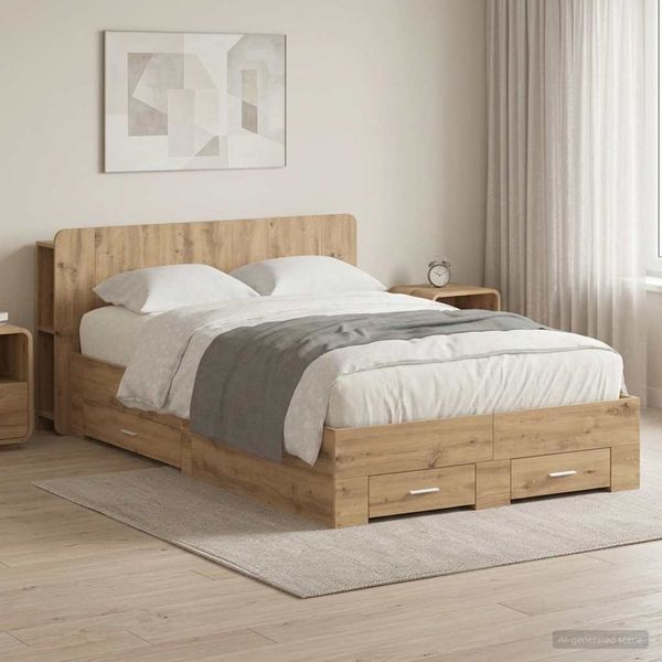 vidaXL Rám postele so skladom s čelnou doskou Dub artisan 120 x 190 cm