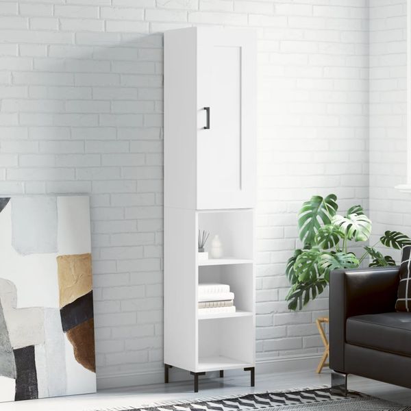 vidaXL Vysoká skrinka biela 34,5x34x180 cm spracované drevo