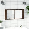 vidaXL LED kúpeľňová zrkadlová skrinka hnedý dub 100x12x45 cm