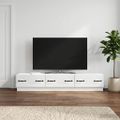 vidaXL TV skrinka Biela s vysokým leskom 147 x 34,5 x 27 cm