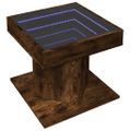 vidaXL Konferenčný stolík s LED dymový dub 50x50x45 cm kompozit. drevo