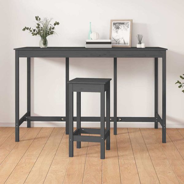 vidaXL Barový stolík sivý 180x80x110 cm borovicový masív