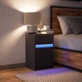 vidaXL Nočný stolík s LED svetlami čierny kompozitné drevo