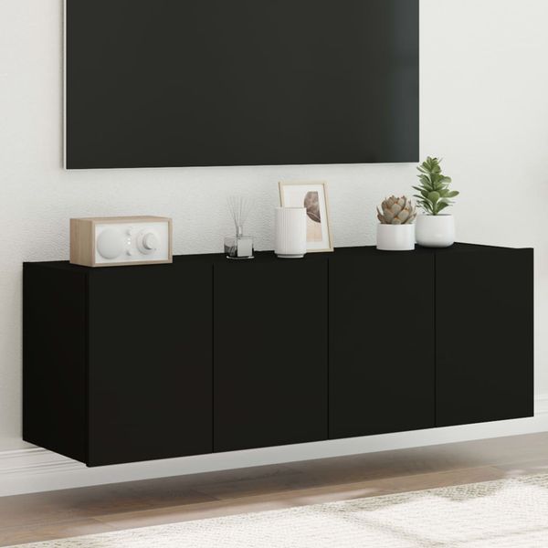 vidaXL TV nástenné skrinky s LED svetlami 2 ks čierne 60x35x41 cm