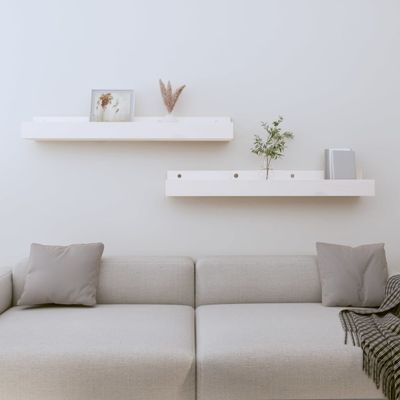 vidaXL Nástenné skrinky 2 ks biele 80x12x9 cm masívna borovica
