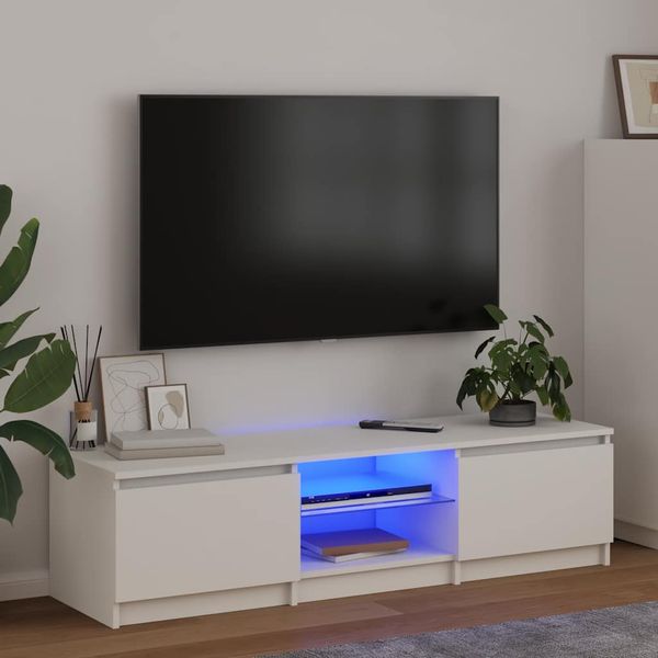 vidaXL TV skrinka s LED svetlami biela 140x40x36 cm