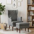 vidaXL Kreslo s taburetom 2 ks Tmavosivá Zamat