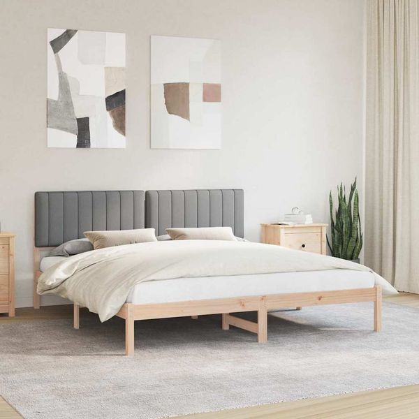 vidaXL Rám postele s čalúneným čelom Svetlosivá 180 x 200 cm
