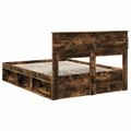 vidaXL Rám postele Dymová dub 140 x 190 cm Masívne borovicové drevo