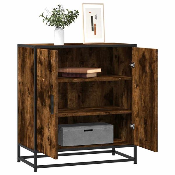vidaXL Komoda dymový dub 68x35x76 cm kompozitné drevo a kov