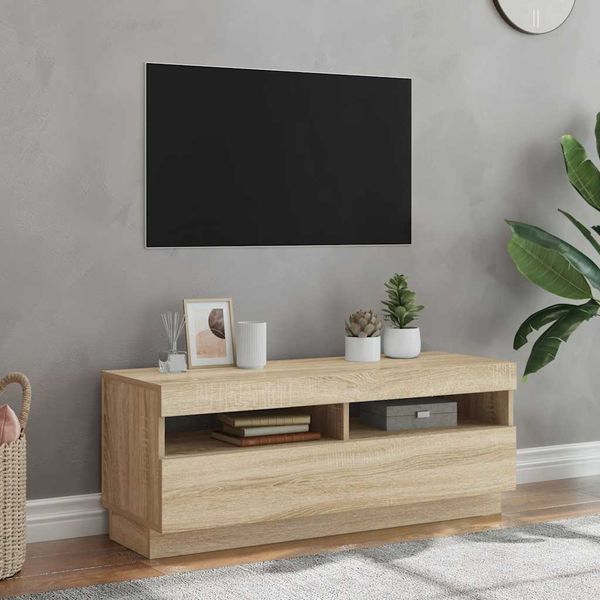 vidaXL TV skrinka s LED svetlami dub sonoma 100x35x40 cm