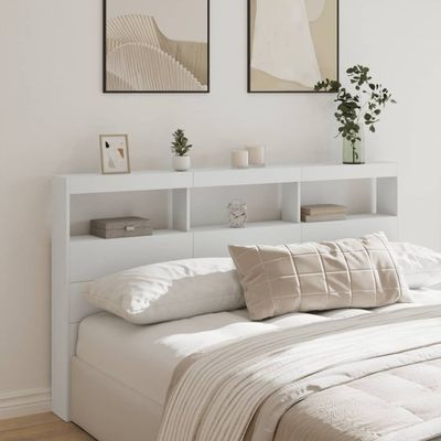 vidaXL Skrinka na čelo postele s LED biela 180x17x102 cm