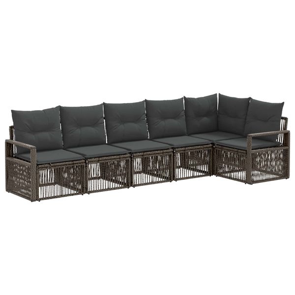 vidaXL Súprava záhradných pohoviek 6 pcs Sivá polyratan