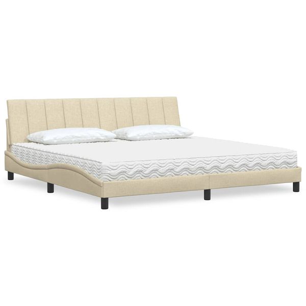 vidaXL Posteľ s matracom Hanko krémová 200x200 cm látka