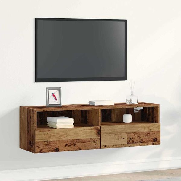 vidaXL TV nástenná skriňa Nástenný Staré drevo 100 x 30 x 30 cm