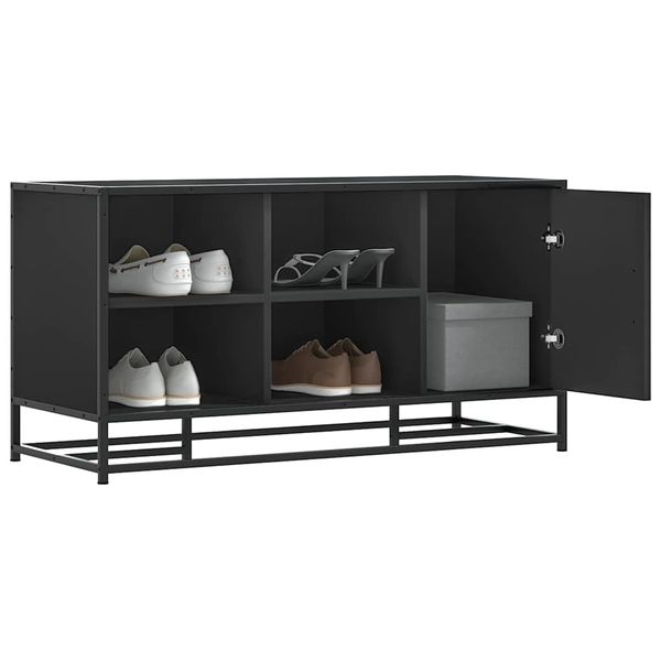 vidaXL Lavica na topánky čierna 100x40x53,5cm kompozitné drevo+kov