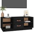 vidaXL TV skrinka čierna 100x34x40 cm masívna borovica