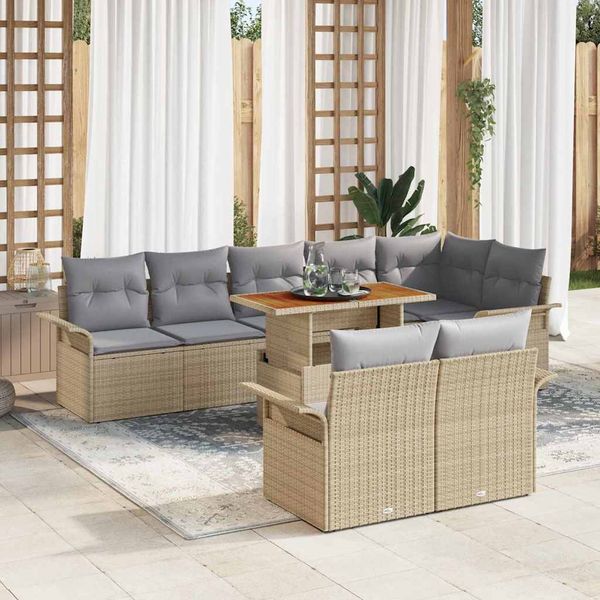 vidaXL Súprava záhradných pohoviek 9 pcs Beige a svetlo šedá polyratan