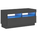 vidaXL TV skrinka s LED svetlami lesklá šedá 80x35x40 cm