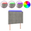 vidaXL Čelo postele s LED bledosivé 83x16x118/128 cm zamat