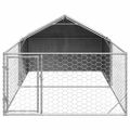 vidaXL Vonkajšia búda pre psov s výbehom, 5x2x1,5 m, pozinkovaná oceľ