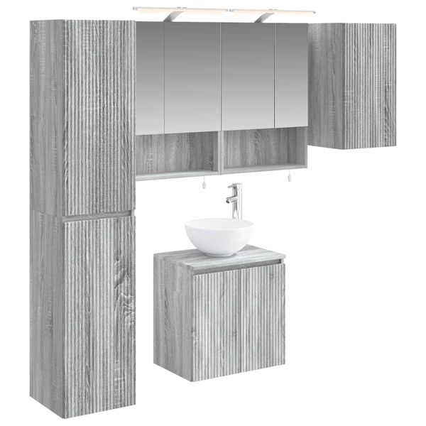 vidaXL Set kabinetov do kúpeľne 5 pcs Sivý Sonoma 50 x 14,5 x 70 cm