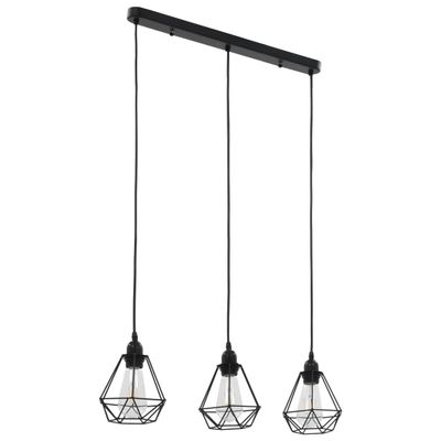 vidaXL Stropná lampa s diamantovým dizajnom, čierna 3 x E27 žiarovky